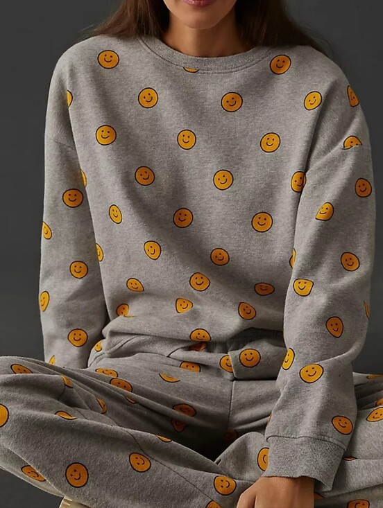 Anthropologie Tops - KULE Oversized Smile Crewneck Sweatshirt Organic Cotton S
